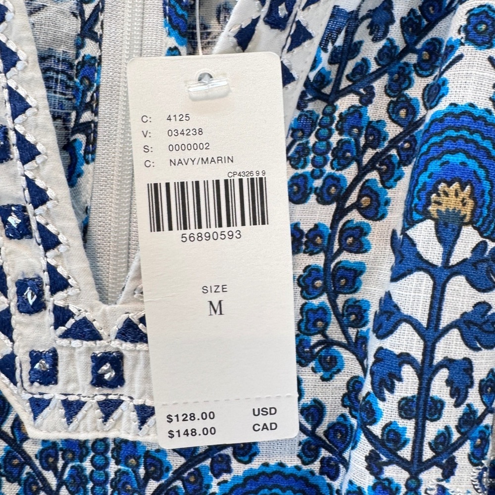 Anthropologie Ranna Gill Romper Blue Festival Girly Preppy Coquette Medium NWT - Picture 8 of 13
